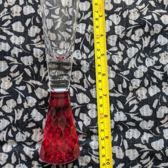 4 Like-New Champagne Cocktail Tall Red Footed Sling Pilsner Beer Wine Glasses - Picture 4 of 6